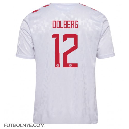 Camiseta Dinamarca Kasper Dolberg #12 Visitante Equipación Eurocopa 2024 manga corta